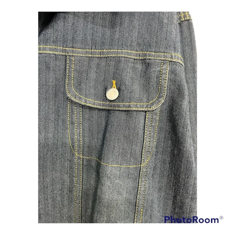 Vintage 90s Y2K Women Denim Pants Set Jacket Pants Belt Flared Wide Leg 4X‎